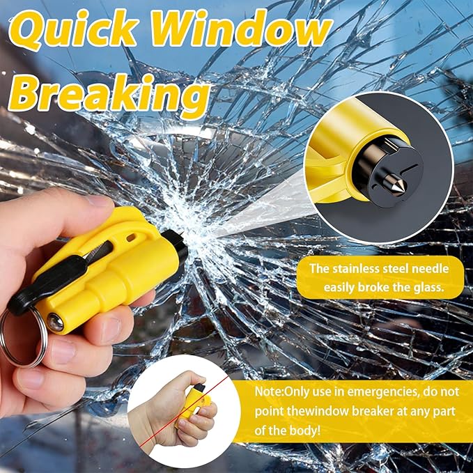 2-Pack Original Emergency Keychain Car Escape Tool – 2-in-1 Seatbelt Cutter & Window Breaker, Compact Auto Safety Hammer, Saf