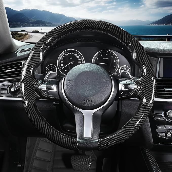Steering Wheel Cover for BMW X3(2014-2017) X5(2014-2018) 3 Series(2012-2019) 5 Series(2014-2016) 328i 320i 330i 325i 528i 535i 530i 540i M3 2 4 6 Series X4 X6 M2 M4 M5 M6 Accessories (Glossy Black)