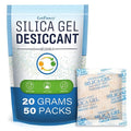 LotFancy Silica Gel Packets 20 Gram 50 Pack, Color Indicating Rechargeable Desiccant Packs, Moisture Absorber for Gun Safe, E