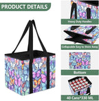 Colorful Butterflies Reusable Grocery Bags Large Shopping Tote Bag with Reinforced Bottom Board, Water Resistant Foldable Sto