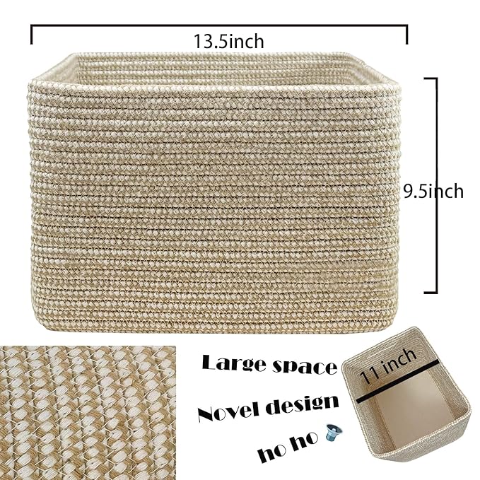 COMFY-HOMI 3Pack Small Woven Cotton Rope Basket for Organizing, Gift Baskets for Handles, Empty Gift Baskets, Medium Rope Bas