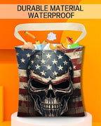 Car Trash Can, Durable Hanging Car Trash Garbage Bag, Cute Automotive Garbage Cans Organizer, American Flag Skull Print