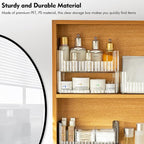 Poeland 2 Pack Stackable Makeup Organizer Tray, Transparent Cosmetic Display Case with 2 Lipstick Cases and 2 Cotton Swab Pad