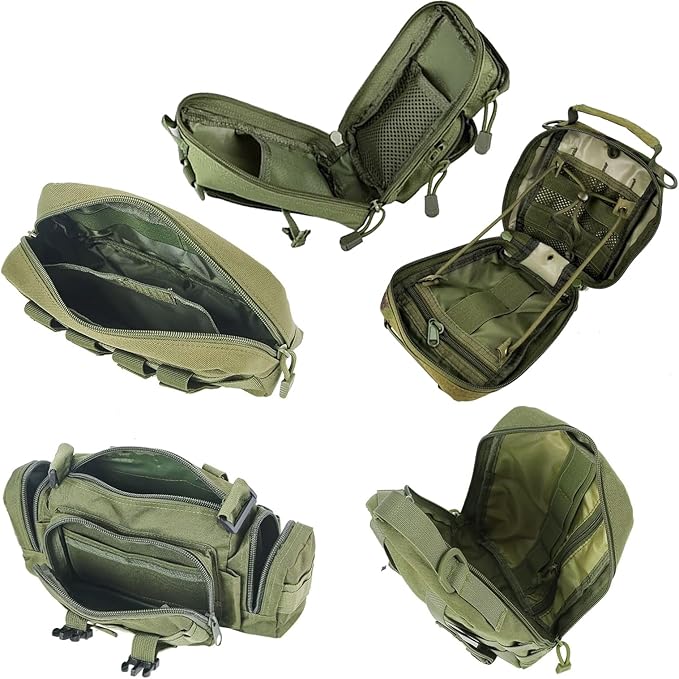 Universal Tactical Car Seat Back Organizer Bag Tactical Molle Vehicle Organizers Panel Vehicle Protector Organizers with 5 Detachable Pouches for Car Truck Ford Jeep (Model A-Army green)