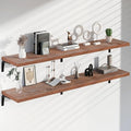 12 Inch Deep Floating Shelves Set of 2, 72 Inch Extra Wide Brown Solid Wood Wall Shelves, 6ft Heavy Duty Farmhouse Wall Mount