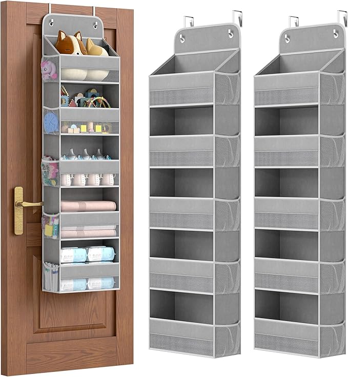 LAMU 5-Tier Over The Door Organizer Hanging, Swing - Proof Closet Behind Door Storage for Baby Clothes, Back of Door Organize