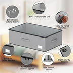 Under Bed Storage with Wheels, No Assemble Required 12 inches height Under Bed Storage bins,Large capacity Rolling Underbed S