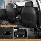Leather Car Seat Covers Full Set, Waterproof Faux Leather Seat Covers for Cars, Non-Slip Car Interior Covers Universal Fit fo