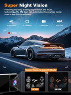 4K 3 Channel Dash Cam Front and Rear Inside, Built-in 5.8GHz WiFi GPS, 64GB Card Included, 4K+1080P+1080P Dash Camera for Car