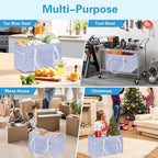 LHZK Standing Utility Tote Bag with Metal Wire Frame and the Sides Rinforced, Large Tote Bag with Handle, Reusable Grocery