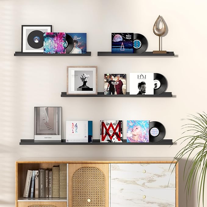 Fun Memories Picture Ledge Shelf, 36 Inch Floating Shelves Set of 2, Nursery Book Shelves for Toys Storage, Kids Bookshelf Wa