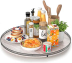 24" Lazy Susan Wood Turntable Organizer for Kitchen Decor, Farmhouse Round Wooden Larger Lazy Susan Organization and Storage 