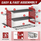 SUNALLY Power Tool Organizer, Heavy Duty Wall Mount Tool Organizer 3 Layers with 4 Drill Holders, Garage Tools Storage Rack w