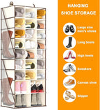 VERONLY Hanging Shoe Organizer for Closet-Collapsible Storage Rack with 25 Sections & 4 Side Pockets, Hanging Shoe Shelves fo