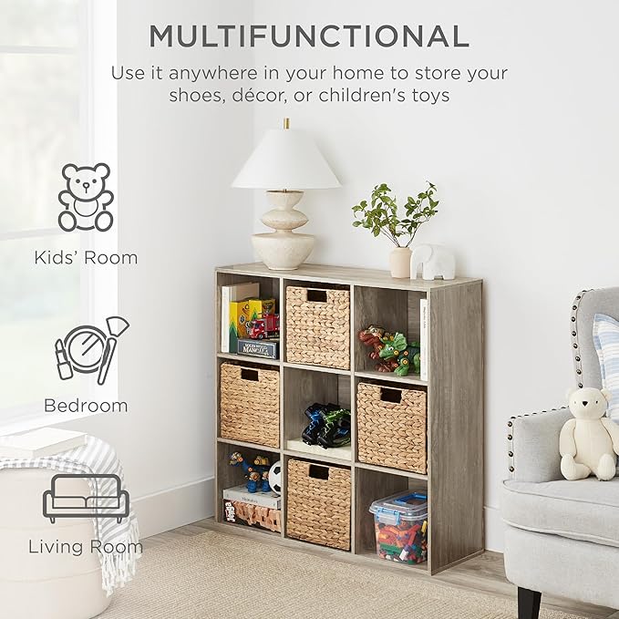 Best Choice Products 9-Cube Storage Organizer, 13.5in Shelf Opening, Bookcase, Display Shelf, Customizable w/ 3 Removable Bac