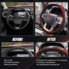 Breathable Leather Steering Wheel Cover with Non-Slip Grip for Enhanced Comfort - Designed for 15.35-16.14Inch Wheels on Pick