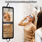 LPHUMEX Foldable Full Length Dance Mirror – 33” Portable Shatterproof Hanging Mirror, Folding Full Length Travel Mirror for D