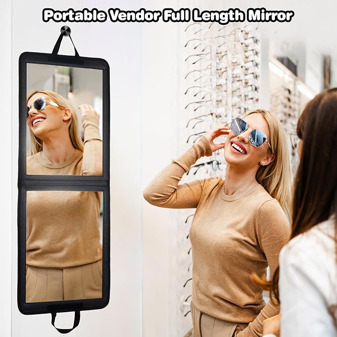 LPHUMEX Foldable Full Length Dance Mirror – 33” Portable Shatterproof Hanging Mirror, Folding Full Length Travel Mirror for D