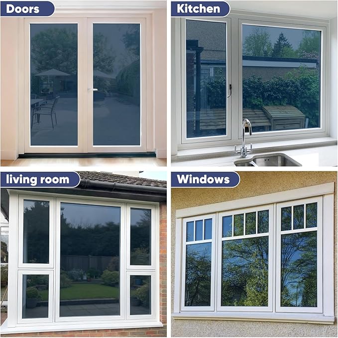 SUNBABY Window Tint for Home, One Way Privacy Film Heat & UV Blocking, Static Cling No Glue Renter Friendly Cover for Home Bedroom, Office & Sliding Glass Door, 23.6 x 78.7 Inch with 3 Tools, Blue