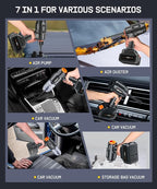 Car Vacuum Portable Cordless,35000PA High Power Suction & Blower, Handheld Vacuum Cleaner for Car, Home, Desktop, Keyboard,Bi