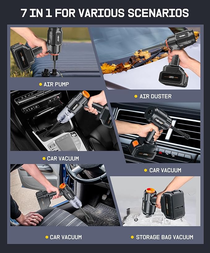 Car Vacuum Portable Cordless,35000PA High Power Suction & Blower, Handheld Vacuum Cleaner for Car, Home, Desktop, Keyboard,Bi