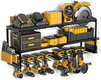 Spampur Power Tool Organizer Wall Mount, 15 Min Assembly & Maximum 100lb load by Heavy Duty Metal, 8 Drill Holder, 3 Layers G