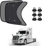 KUST Semi-Truck Side Window Sun Shade - Fits Freightliner Cascadia (All Years) - UV Block & Heat Reduction - with Suction Cup -Mesh Side Window Shades for Long-Haul Drivers