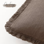 Foindtower Set of 2 Decorative Linen Fringe Throw Pillow Covers Cozy Farmhouse Cushion Cover with Tassels Accent Pillowcase f