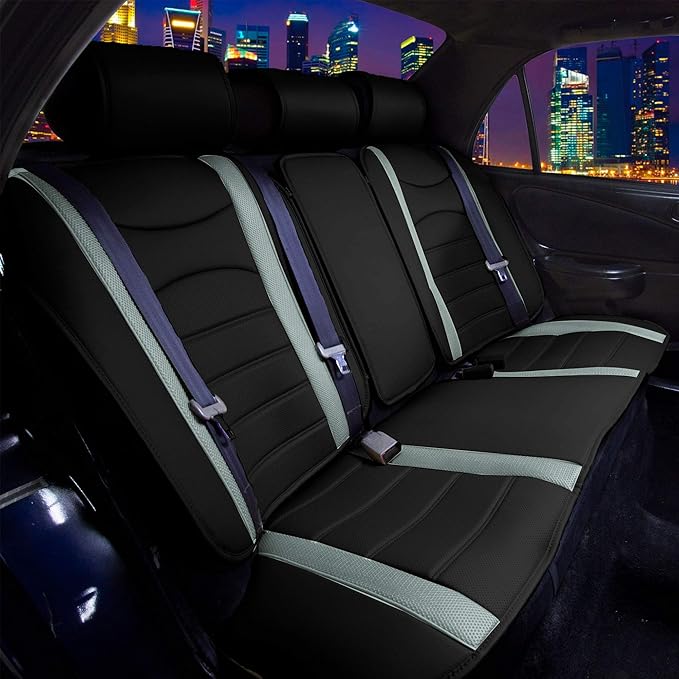 FH Group Back Seat Faux Leather Car Seat Cover - Universal Fit, Rear Seat Covers for Cars with Rear Split Bench, Car Seat Cus