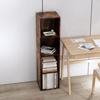 Cube Storage Organizer, 4 Cube Retro Bookshelf, Freestanding 4 Tier Open Shelf, Rustic Brown Retro Shelves for Home Office, B