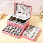 BOOVO Earring Jewelry Box For Women Girl Stud Organizer, 5 Layers Girl Jewelry Organizer Box With Lock Earring Holder Organiz