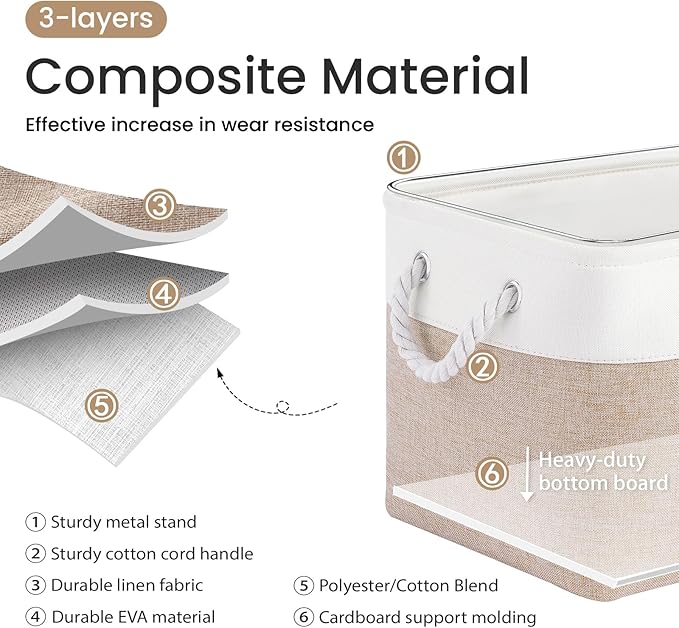 Large Storage Baskets- 15x11x10 inch Storage Bins for Shelves and Closet Organizing, Foldable Fabric Bin for Home Organizatio
