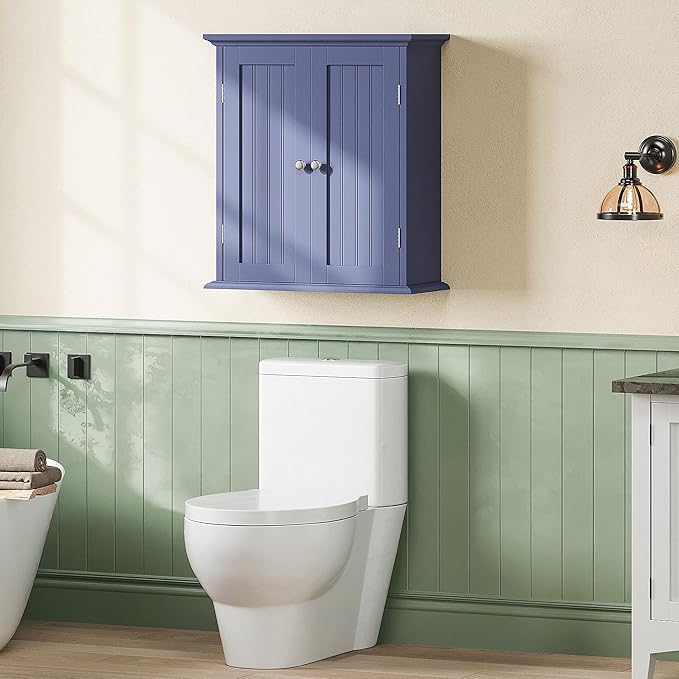 ChooChoo Bathroom Wall Cabinet, Over The Toilet Space Saver Storage Cabinet, Medicine Cabinet with 2 Door and Adjustable Shel