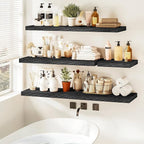 Vivelove Floating Shelves 24 Inch, Black Wall Shelves Over Toilet with Invisible Brackets for Bathroom Living Room Kitchen Be