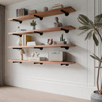 Industrial Pipe Wall Wood Shelves,Real Wooden Shelves 48" in Walnut Color with 1.2" Extra Thickness, Modern Floating Shevles