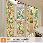Coavas Decorative Window Privacy Film, Heat Control Sun Blocking Stained Glass Window Film, Floral Design Static Cling, Non Adhesive Windows Tint for Bathroom Front Door(Vinyl, 35.4" x 78.7 ")