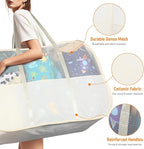 Collapsible Laundry Baskets with 3 Compartment, 150L Tear-proof Pop Up Hamper, Foldable Laundry Basket with Tote Handles, Dir