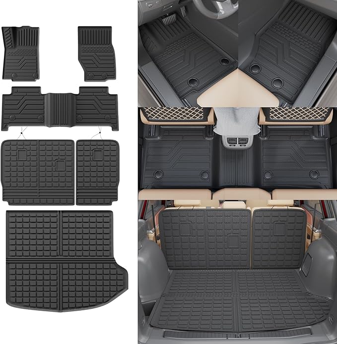 Floor Mats Compatible with 2022-2026 Jeep Grand Cherokee (Not Fit L or WK) Cargo Mat Back Seat Cover Protector 2025 Grand Cherokee Accessories (Fit 5 Seats,Trunk Mat+Backrest Mats+Floor Mats)