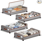 Yecaye Under Bed Storage with Wheels, 4 Pack Under the Bed Storage Containers with Lids & Label, XXL 60L Rolling Underbed Sto