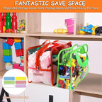 6 Color Toy Storage Bags with Labels, Reusable Clear PVC Board Game Storage, Travel Waterproof Organizer Bags with Zipper Lar