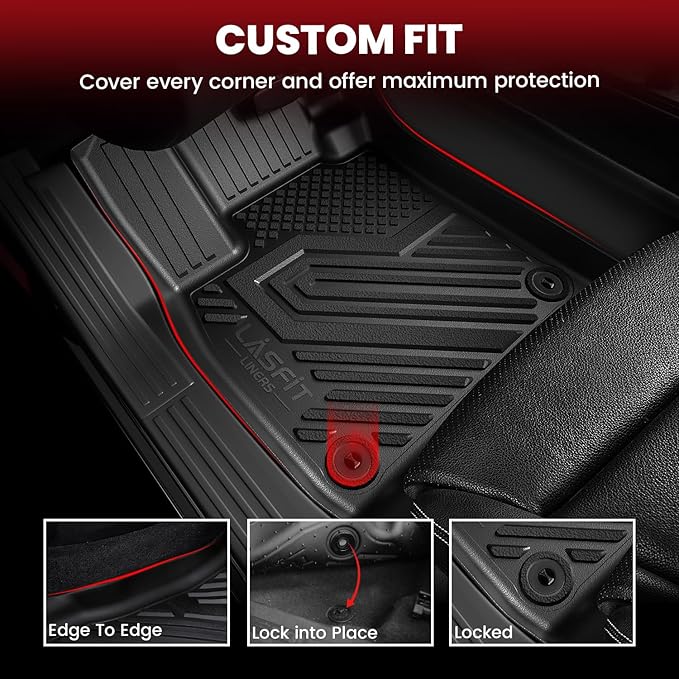 Lasfit Floor Mats & Backrest Mats & Cargo Mat for Hyundai Santa Fe 2026 2025 2024 (Only Fit Gas), All Weather TPE Custom Fit Floor Liners for Santa Fe Full Set Car Mats Accessoires, Black