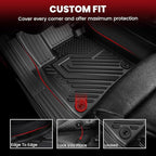 LASFIT Floor Mats & Cargo with Backrest Mat for Ford Explorer 7 Seats 2020-2025 2026 7 Passenger(Not Fit 6 Seats), Custom Fit All Weather Protector TPE Easy Clean Floor Liners, 5pcs Full Set Black