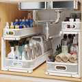 2 Pack 21.3IN-Depth Under Sink Organizer with Smooth Cylindrical Rail,2-Tier Pull Out Multi-Purpose Cabinet Storage for Bathr