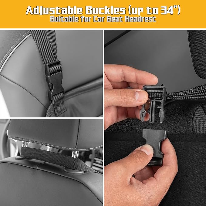 LUXJA Car Front Seat Organizer with Accordion File Pocket, Passenger Seat Organizer with Laptop Sleeve (Up to 15.6 In) and Adjustable Strap, Black