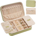 Lolalet Travel Jewelry Case for Women Girls, Travel Jewelry Organizer Box with Mirror & Clear Storage Bag, Small Portable Ear