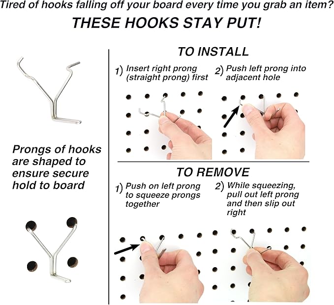 Peg Board Hooks for Hanging Tools with Bins and Baskets – Tool Organization Accessories Kit – Organizer Set of 1 inch, 2 inch