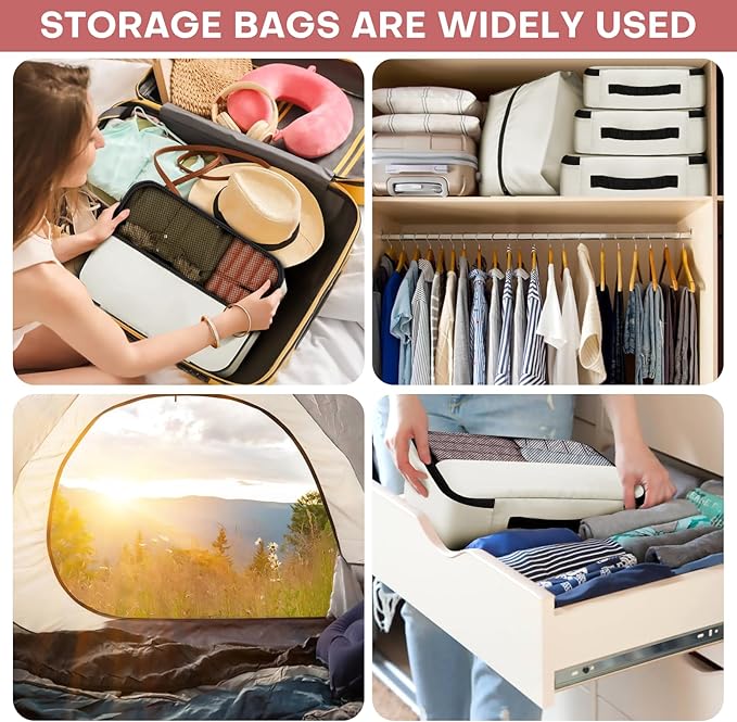 SDGFUI 8 PCS Compression Packing Cubes for Travel Women, Compression Bags Organizer for Luggage Space Saving Travel Essential