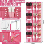 Windyun 40 Over the Door Shoe Organizer Large Mesh Pocket Hanging Shoe Rack for Closet Rose Red Nonslip Behind Door Storage H