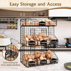 X-cosrack Egg Holder Countertop, 3 Tier Egg Rack with Labels Dividers to Separate Eggs, Stackable Wire Baskets for Fresh Egg,