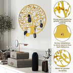 Round Decorative Home Key Holder Wall Mount, Metal Tree Car Key Rack for Wall Organizer for Keys, Wallets, Hats, Used for Dec